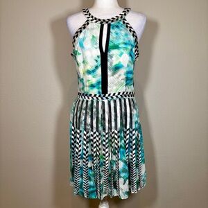 Parker Selita Silk Pleated Halter Mini Dress Size Large